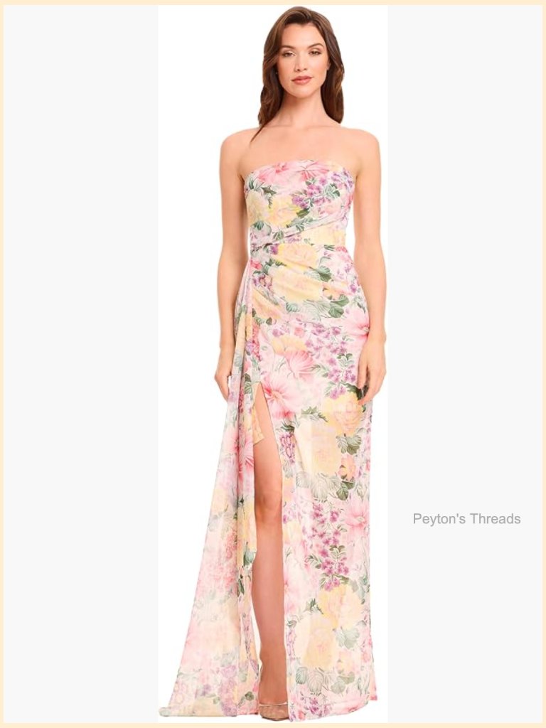 A-Line Maxi Dress With Boned Bodice & Side Sash